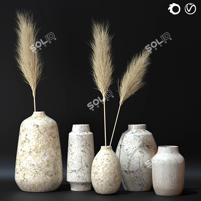 Elegant Vase Set - 003 3D model image 1