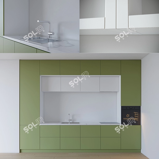 Modern Detailed Kitchen Set 3D model image 1