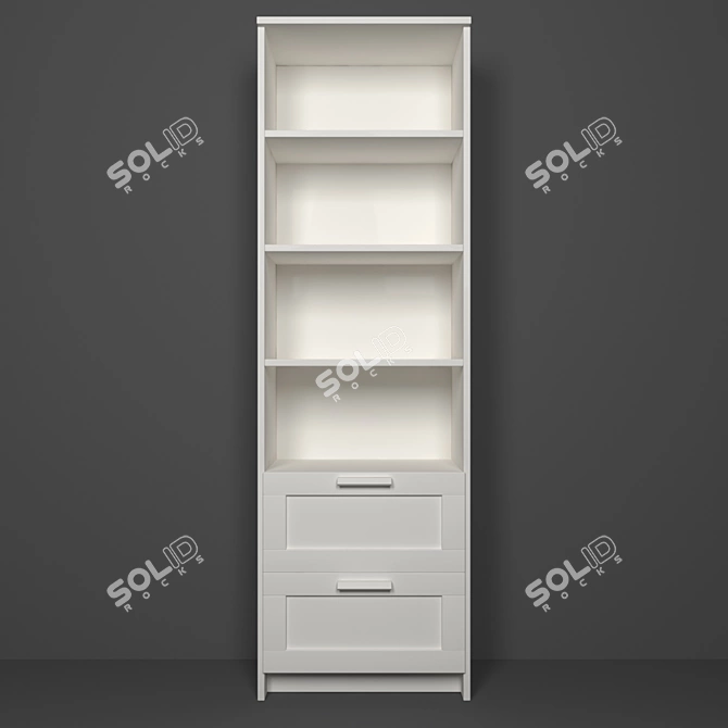 Brimnes White Shelf: 60cm Width, 35cm Depth, 190cm Height 3D model image 1