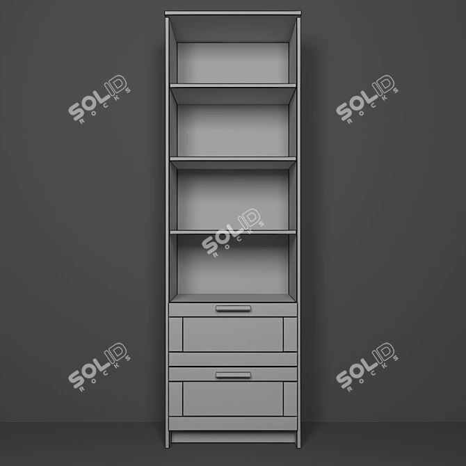 Brimnes White Shelf: 60cm Width, 35cm Depth, 190cm Height 3D model image 2