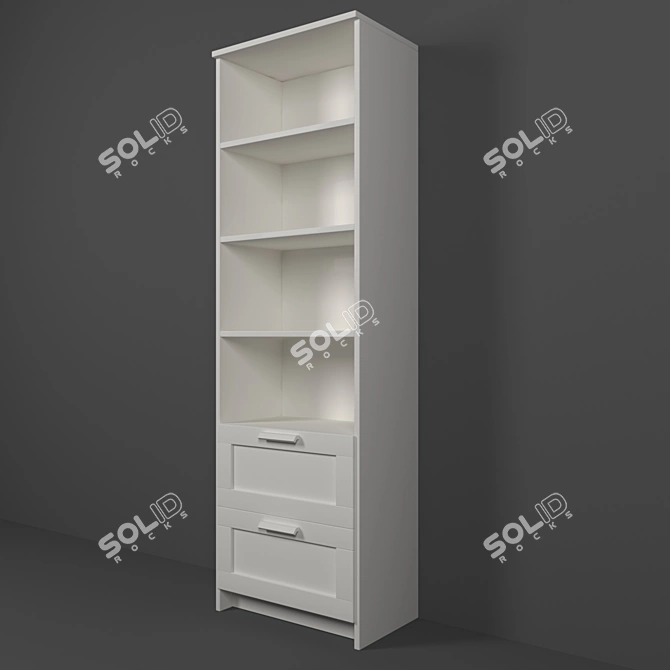 Brimnes White Shelf: 60cm Width, 35cm Depth, 190cm Height 3D model image 3