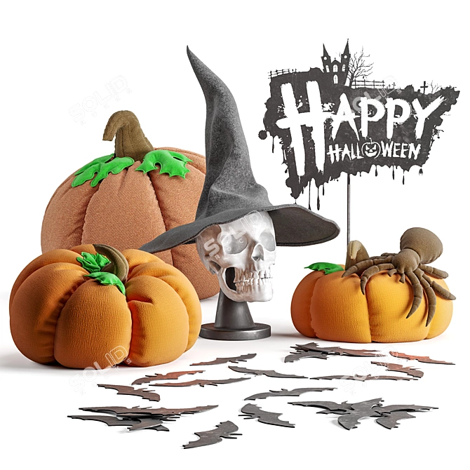 Haunted Halloween Decor Set 3D model image 1