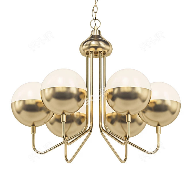 Minimalist Metal and Glass Pendant Chandelier 3D model image 1