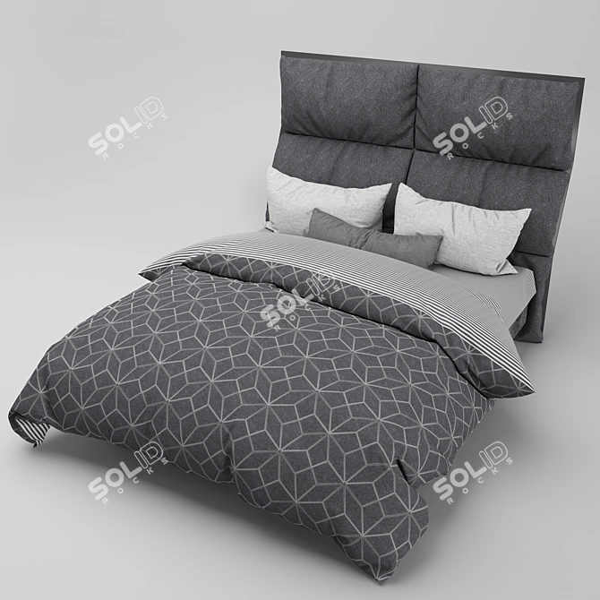 Elegant 3D Luxury Bed 3D model image 2