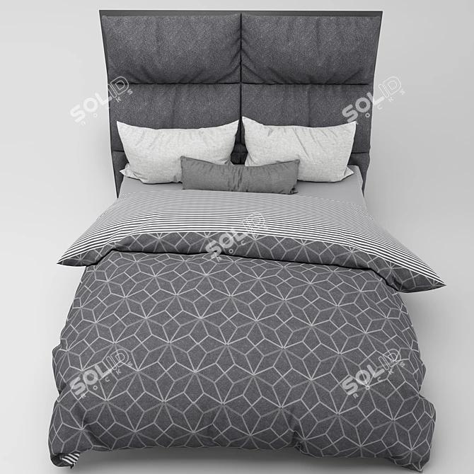 Elegant 3D Luxury Bed 3D model image 3