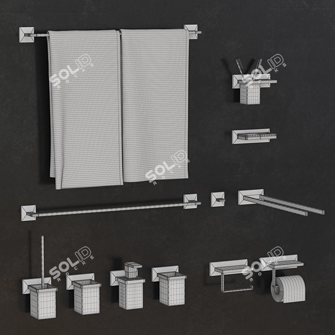 Allure Brilliant Collection: Stylish Bathroom Set 3D model image 2