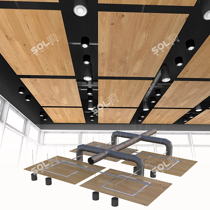 Armstrong Wood-Look Suspended Ceiling 3D model image 1