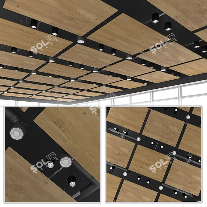 Armstrong Wood-Look Suspended Ceiling 3D model image 2