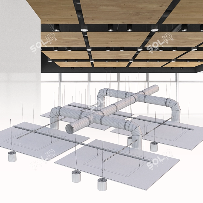 Armstrong Wood-Look Suspended Ceiling 3D model image 3