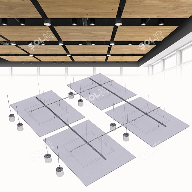 Armstrong Wood-Look Suspended Ceiling 3D model image 5