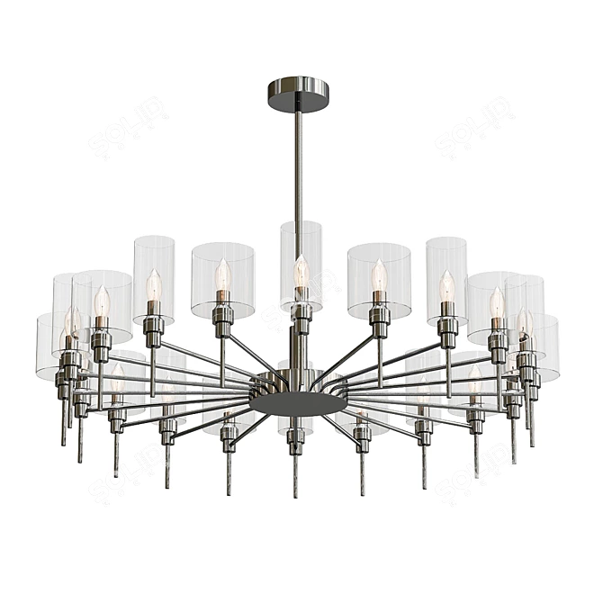 Elegant Spillray Chrome Chandelier 3D model image 1
