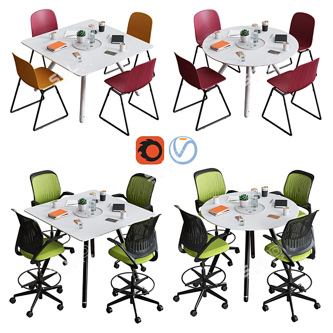 Steelcase POTRERO415 Conference Set2 - Modern Steel Office Table 3D model image 1