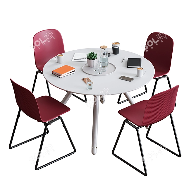 Steelcase POTRERO415 Conference Set2 - Modern Steel Office Table 3D model image 3