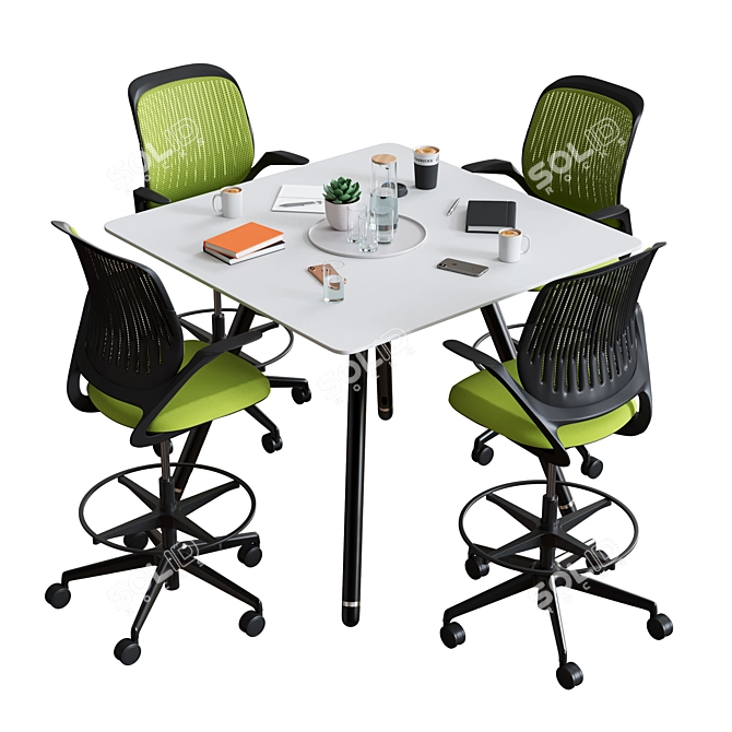 Steelcase POTRERO415 Conference Set2 - Modern Steel Office Table 3D model image 4