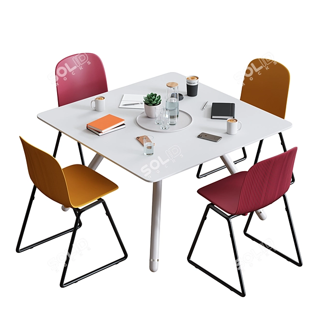 Steelcase POTRERO415 Conference Set2 - Modern Steel Office Table 3D model image 5