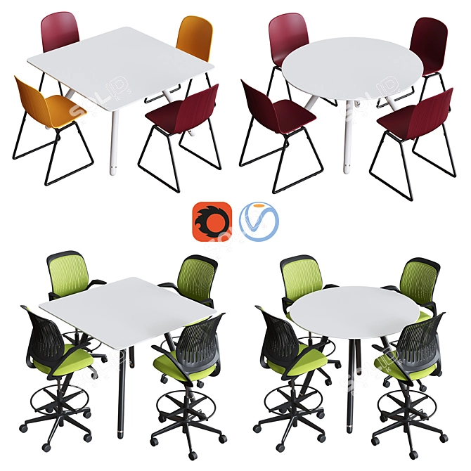 Steelcase POTRERO415 Conference Set2 - Modern Steel Office Table 3D model image 6