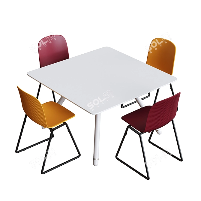 Steelcase POTRERO415 Conference Set2 - Modern Steel Office Table 3D model image 10