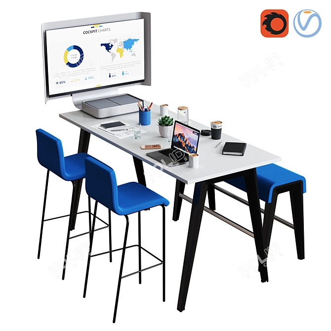 Modern Steelcase B-Free Conference Set 3D model image 1