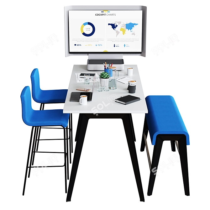 Modern Steelcase B-Free Conference Set 3D model image 2