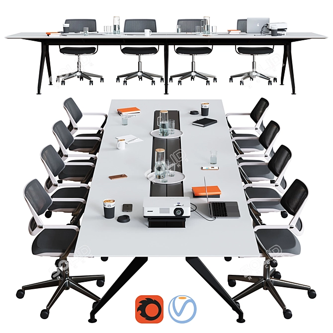 Steelcase 4.8 Conference Table - Versatile & Stylish 3D model image 1