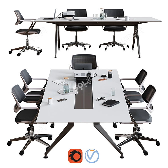 Steelcase 4.8 Conference Table - Versatile & Stylish 3D model image 2