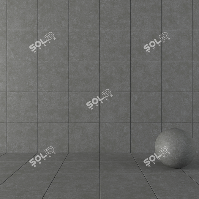 NORD Dark Gray Concrete Wall Tiles 3D model image 1