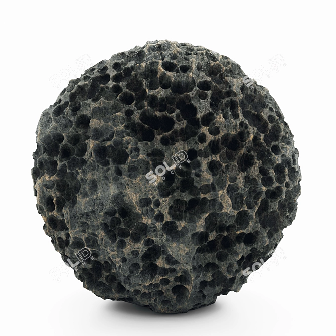 Black Volcanic Rock PBR VRAY 3D model image 1