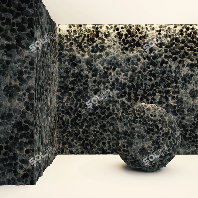 Black Volcanic Rock PBR VRAY 3D model image 2