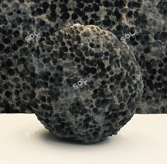 Black Volcanic Rock PBR VRAY 3D model image 4