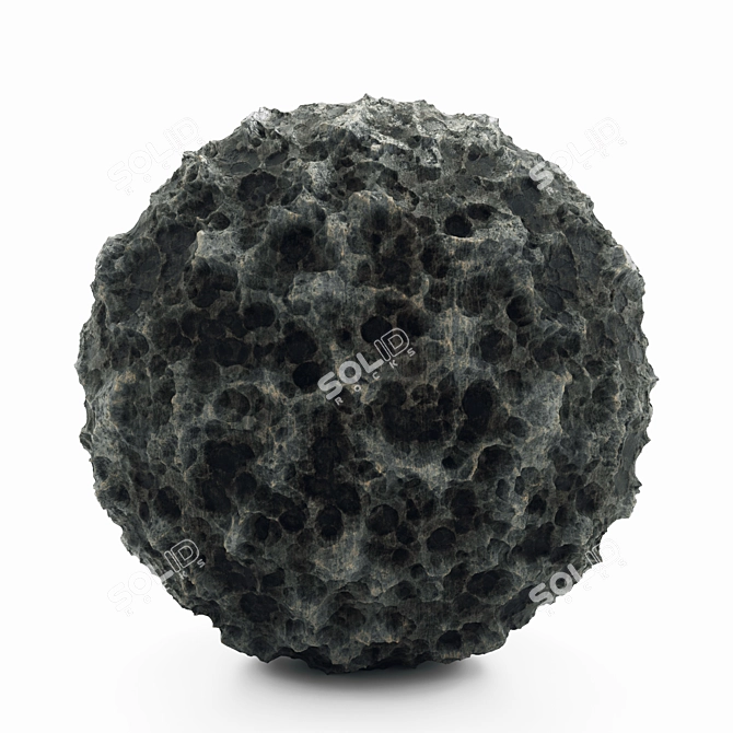 Black Volcanic Rock PBR VRAY 3D model image 1