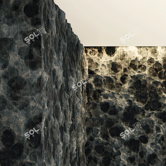 Black Volcanic Rock PBR VRAY 3D model image 3