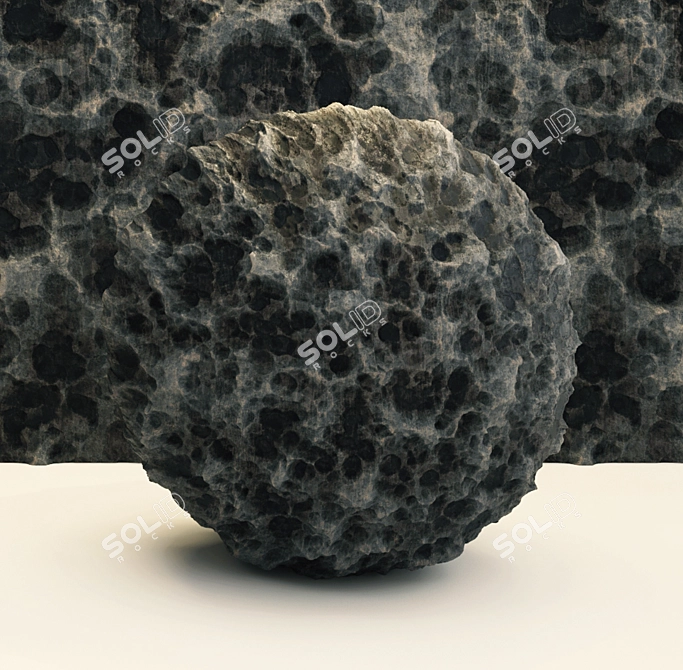 Black Volcanic Rock PBR VRAY 3D model image 4