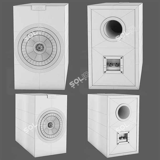 KEF Q350: Premium Walnut Bookshelf Speakers 3D model image 3