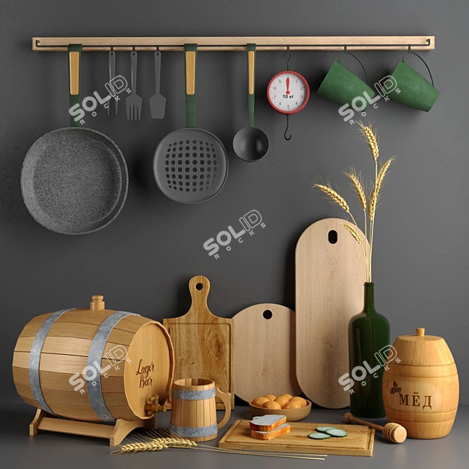 Modern Kitchen Decor Set 3D model image 1