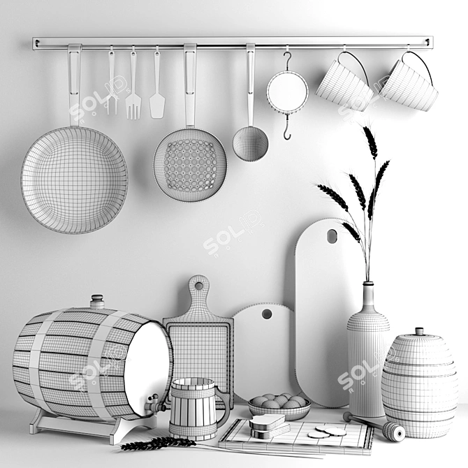 Modern Kitchen Decor Set 3D model image 3