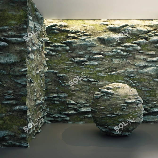 Damaged Cliff Rocks VRAY Material 3D model image 2