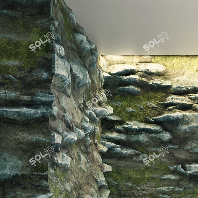 Damaged Cliff Rocks VRAY Material 3D model image 3