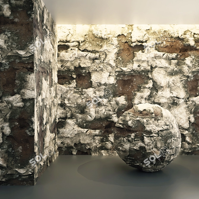 Damaged Cliff Rocks VRAY Material 3D model image 2