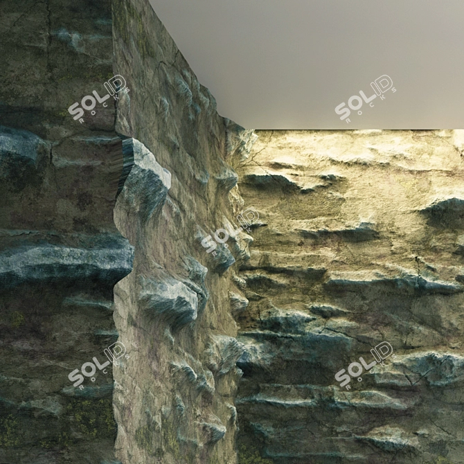 Damaged Cliff Rocks: PBR VRay Material 3D model image 3