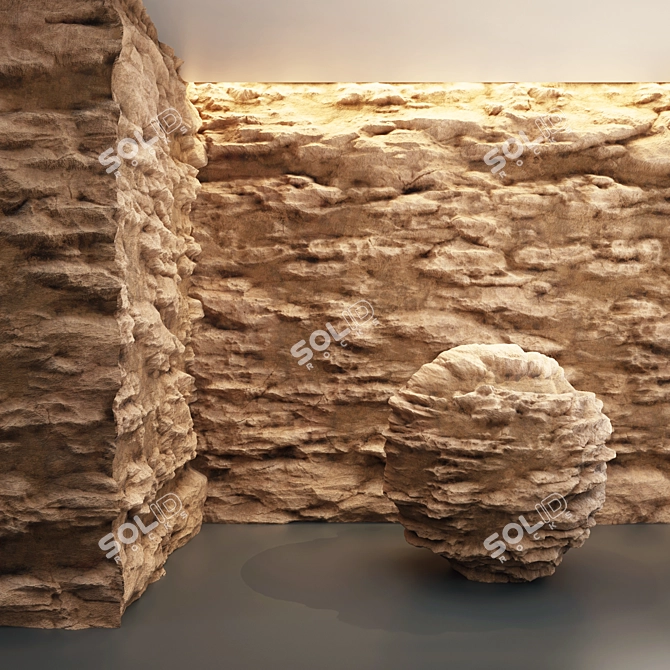 Damaged Cliff Rocks VRAY 4k 3D model image 2