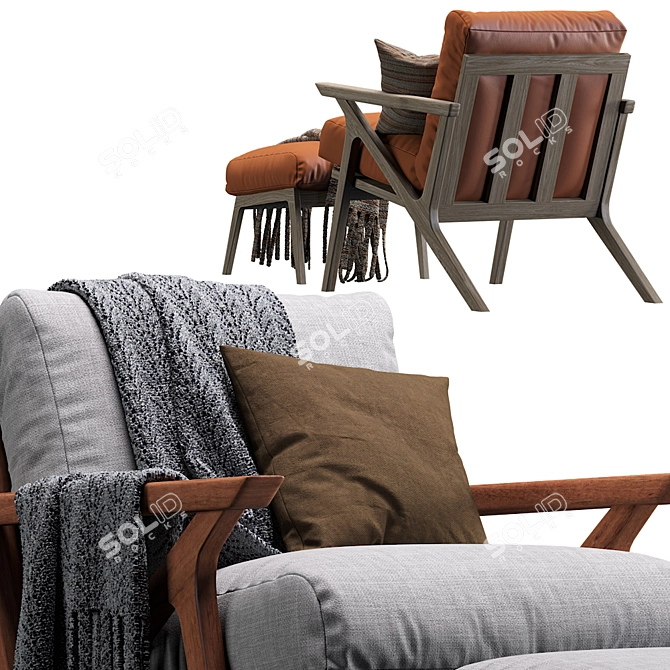 Elegant Mist Lounge Chair 3D model image 2