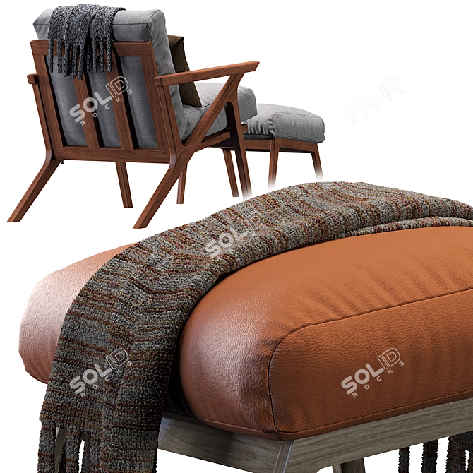 Elegant Mist Lounge Chair 3D model image 3