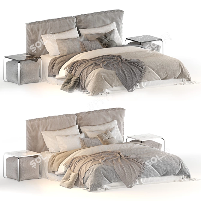 Modern Meridiani Stone Bed 3D model image 1