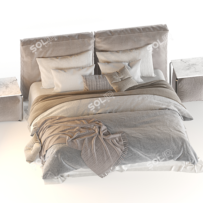 Modern Meridiani Stone Bed 3D model image 3