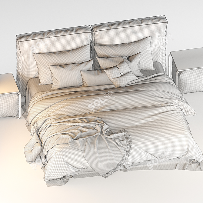 Modern Meridiani Stone Bed 3D model image 4