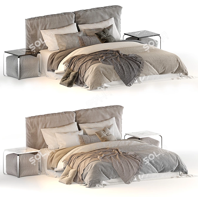 Modern Meridiani Stone Bed 3D model image 5