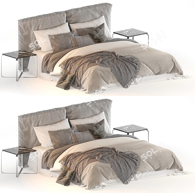Modern Meridiani Stone Bed 3D model image 12