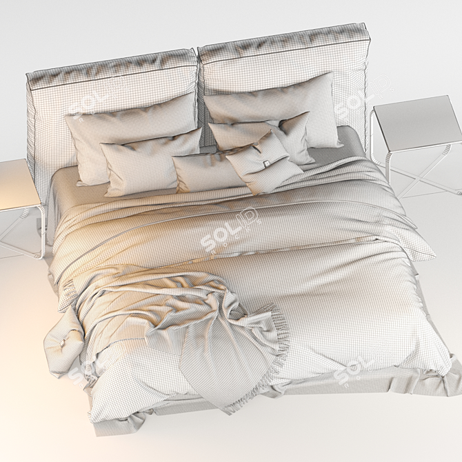 Modern Meridiani Stone Bed 3D model image 21