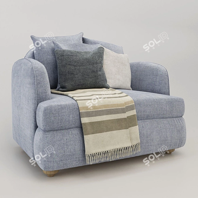 Elegant Comfort Arm Chair 3D model image 2