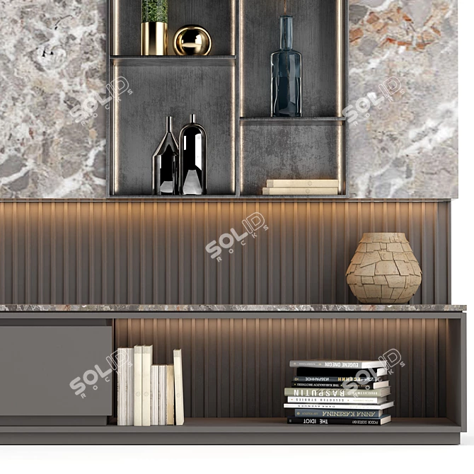 Contemporary TV Wall Decor 3D model image 3